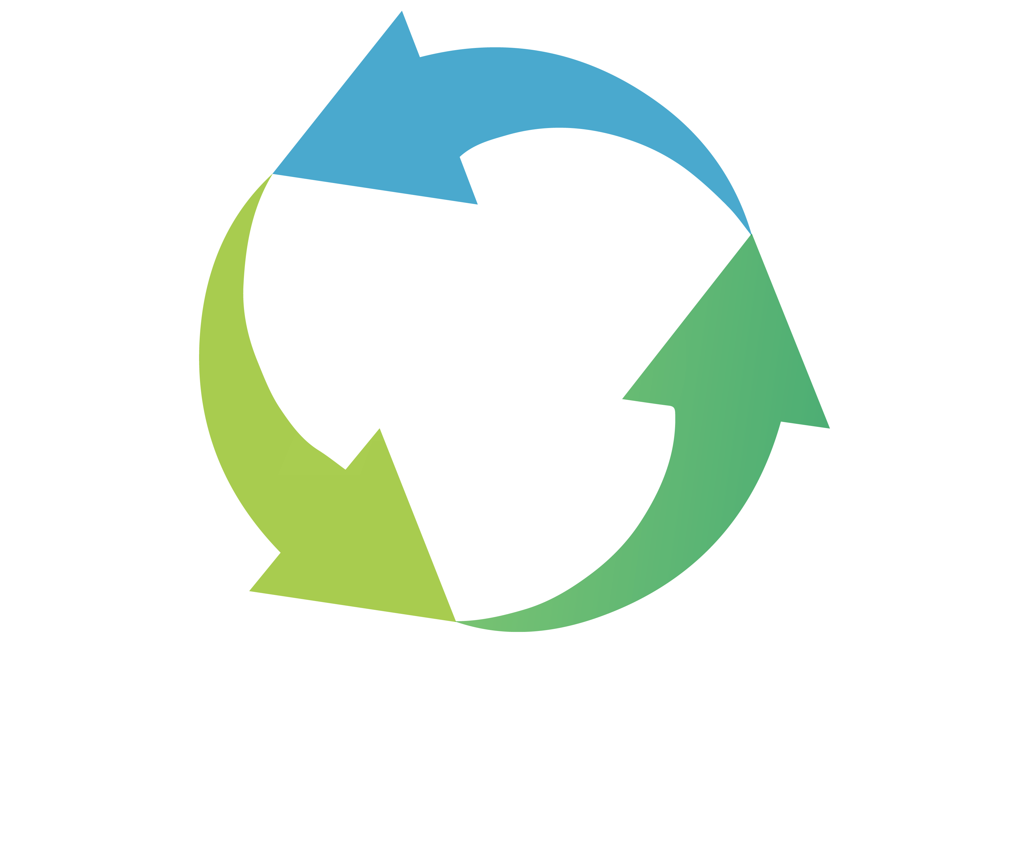 AD Supplies logo which features the word "AD" in a white, capitalised font which is being circled by three rotating arrows which are similar to the recycling sign. The arrows are coloured light green, dark green and light blue. The word "Supplies" is below and also white.